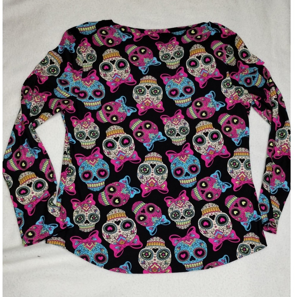 No Boundaries Sugar Skull Print Top XXL Day of the Dead Halloween Shirt‎